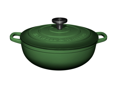 Maxwell & Williams Cast Iron Round Casserole English Racing Green 26cm Gift Boxed