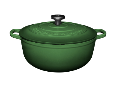 Maxwell & Williams Cast Iron Round Casserole English Racing Green 28cm Gift Boxed