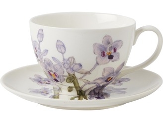 Maxwell & Williams Royal Botanic Gardens Australian Orchids Cup & Saucer 240ML Lilac Gift Boxed