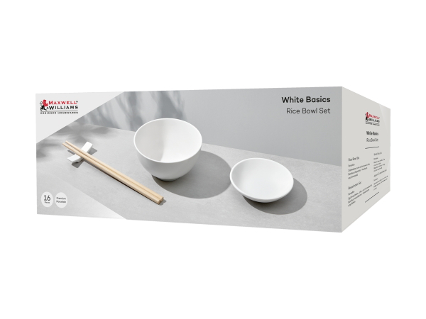 Maxwell & Williams White Basics Rice Bowl Set 16pc Gift Boxed