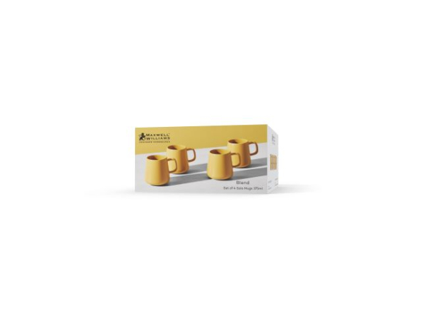 Maxwell & Williams Blend Sala Mug 375ML Set of 4 Mustard Gift Boxed