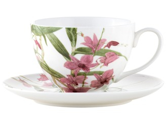 Maxwell & Williams Royal Botanic Gardens Australian Orchids Cup & Saucer 240ML Pink Gift Boxed