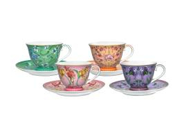 Maxwell & Williams Estelle Michaelides Mystique Tall Cup & Saucer 230ml Set of 4 Assorted Gift Boxed