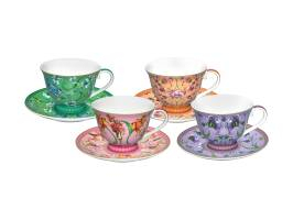 Maxwell & Williams Estelle Michaelides Mystique Tall Cup & Saucer 230ml Set of 4 Assorted Gift Boxed