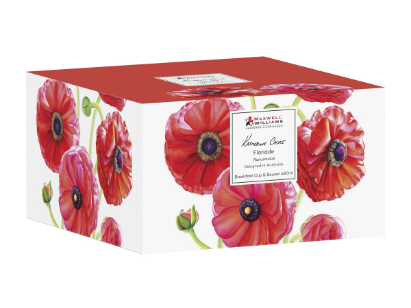 Maxwell & Williams Katherine Castle Floriade Breakfast Cup & Saucer Ranunculus 480ml