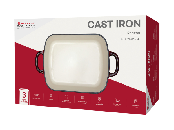 Maxwell & Williams Cast Iron Roaster Merlot 28x21cm Gift Boxed