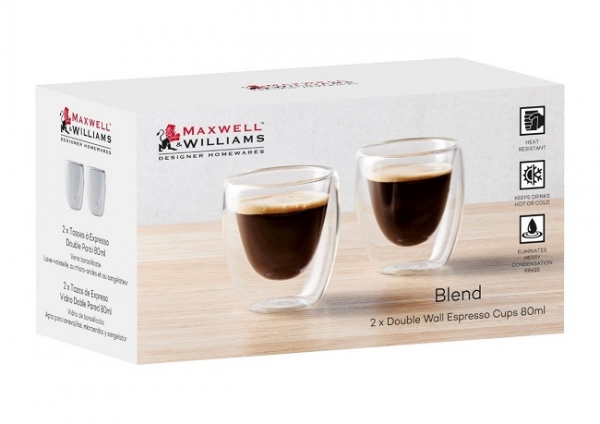 Blend Double Wall Espresso Cup 80ML Set of 2 Gift Boxed