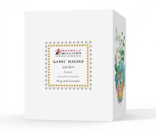 Maxwell & Williams Gabby Malpas Jardin Mug & Coaster Set 300ML Orchid Gift Boxed