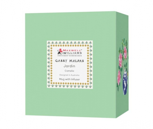 Maxwell & Williams Gabby Malpas Jardin Mug With Infuser 340ML Camelia Gift Boxed