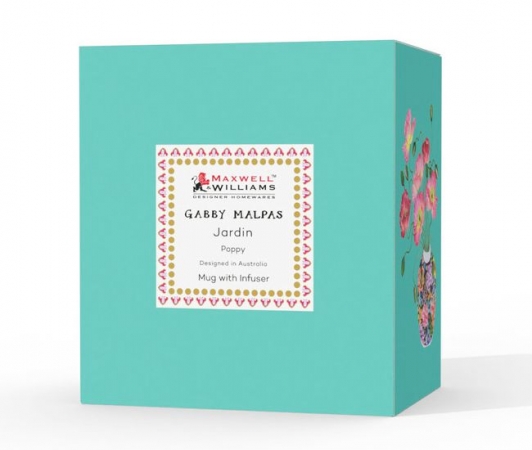 Maxwell & Williams Gabby Malpas Jardin Mug With Infuser 340ML Poppy Gift Boxed