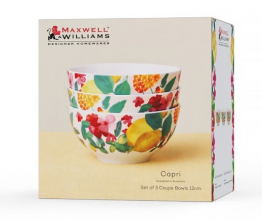 Maxwell & Williams Capri Coupe Bowl 12cm Set of 3 Gift Boxed